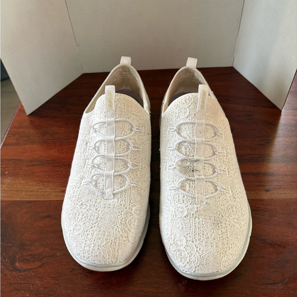 Skechers Women's Air-Cooled Memory Foam Sneakers Size 9.5 White Lace - Picture 3 of 10